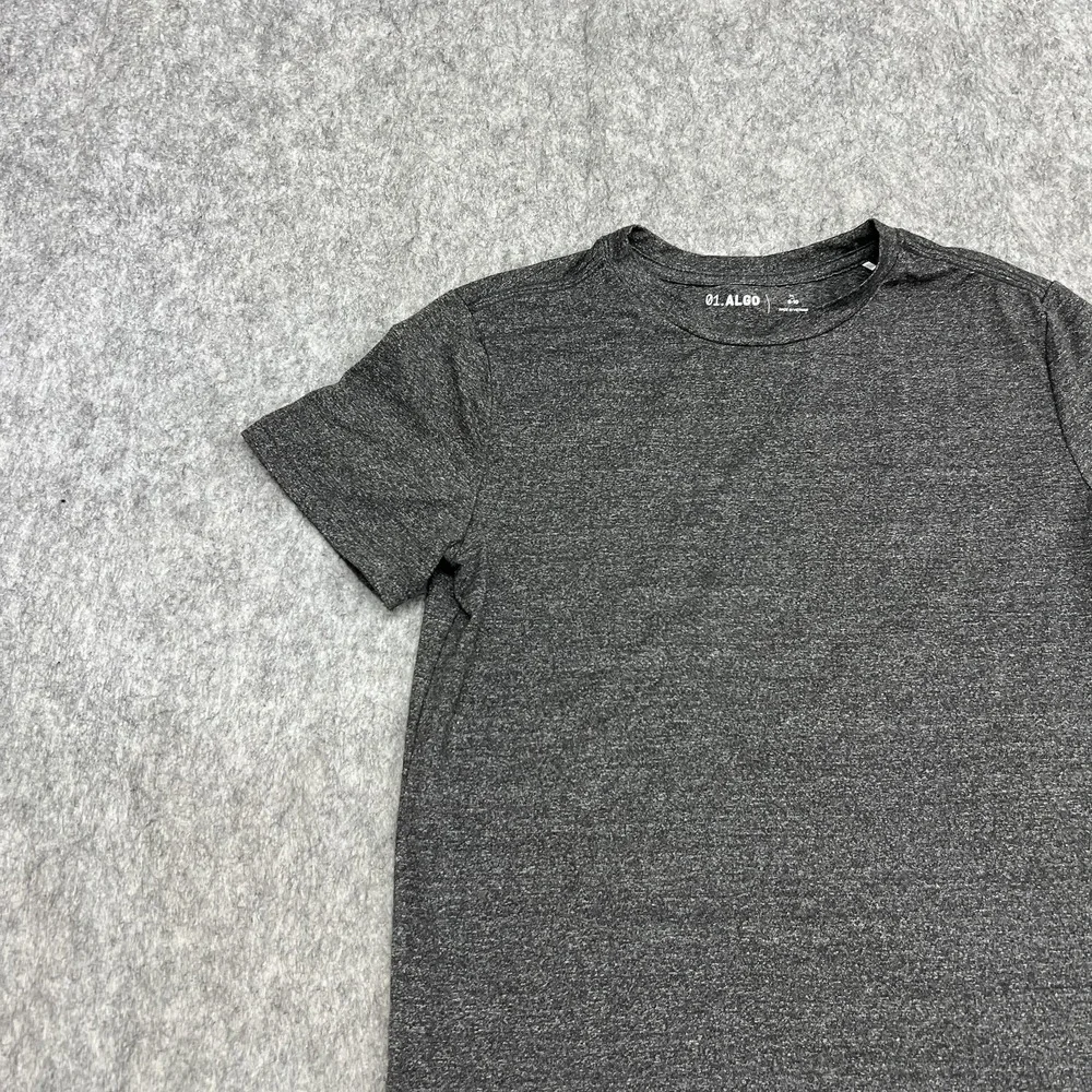 01.‎ ALGO Shirt Boys 8-10 Gray Short Sleeve Crewneck Stretch Athletic Youth